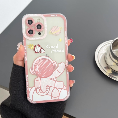 for iPhone 11 Cute Clear Case, Cool Cartoon Astronaut Space Planet Moon Design Stylish Soft TPU Bumper