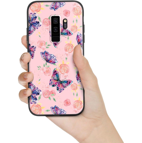 UNKNOWN  for Samsung Galaxy S9 Plus Phone Case With Lanyard Strap Flowers Butterfly Design Shockproof Protective Case
