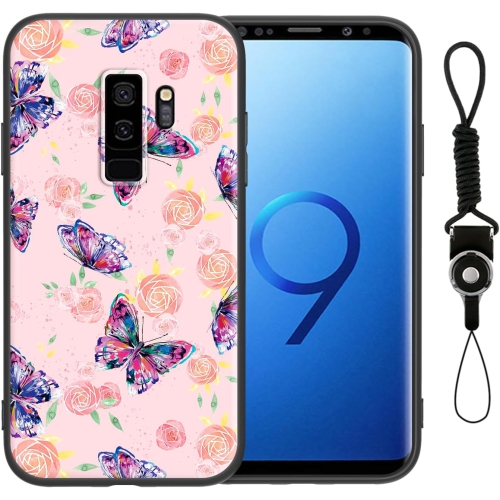 Pour étui de téléphone Galaxy S9 plus de Samsung avec courroie, motif papillon, étui de protection antichoc