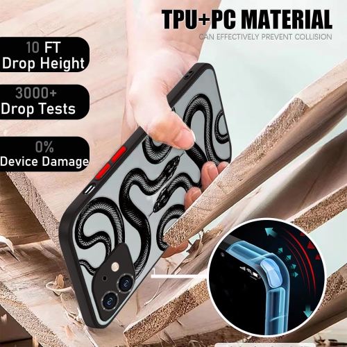 Étui iPhone 11 avec protecteur d'objectif Bling Curuxy noir/3D motifs serpent mince