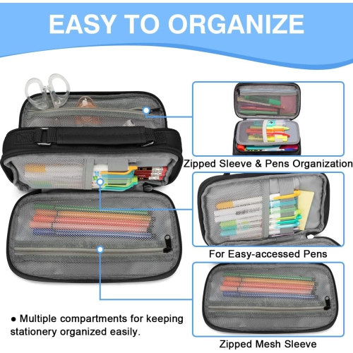 Pencil Case, Large Pencil Pouch with Compartments for Middle School,Work,Office Pen Holder Organizer School