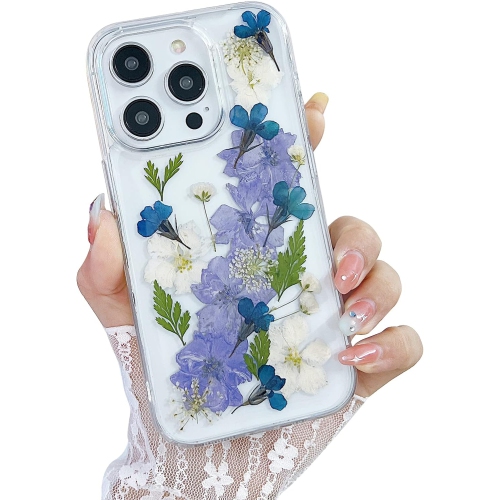 Compatible iPhone 12 Pro Max Case Dried Pressed Flowers Clear Women Girls Flexible TPU Real Floral Flower