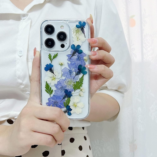 Compatible iPhone 12 Pro Max Case Dried Pressed Flowers Clear Women Girls Flexible TPU Real Floral Flower
