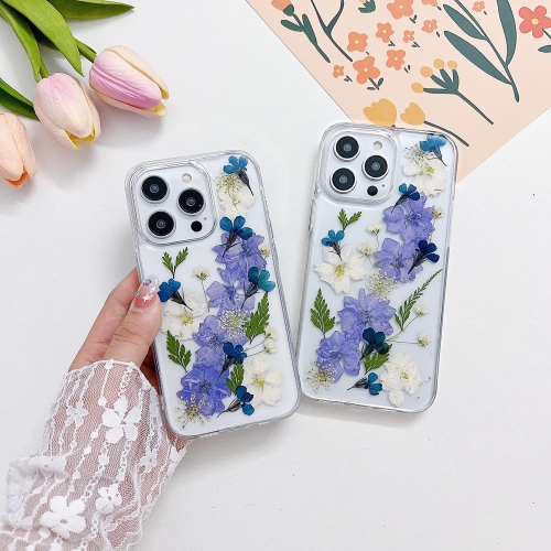 Compatible iPhone 12 Pro Max Case Dried Pressed Flowers Clear Women Girls Flexible TPU Real Floral Flower