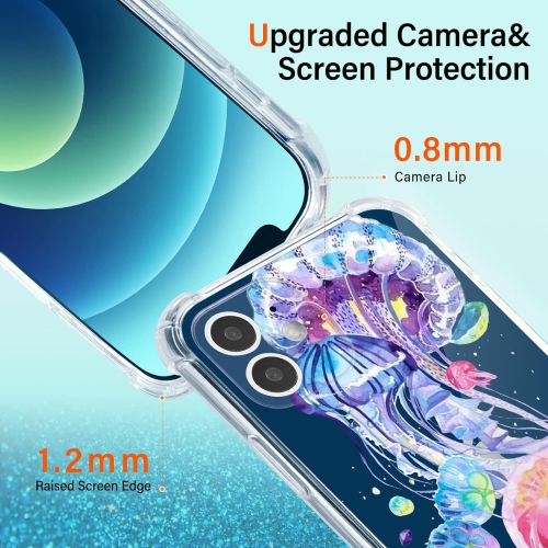 Rainbow Case for iPhone 11 with Screen Protector,for iPhone 11 Case Jellyfish,Pink Design Soft TPU Protective