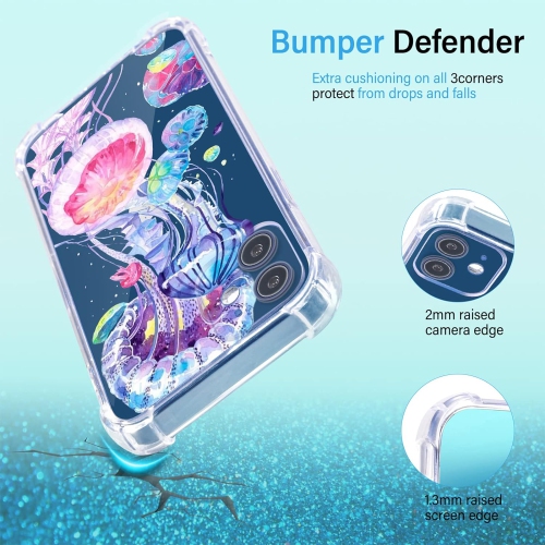 Rainbow Case for iPhone 11 with Screen Protector,for iPhone 11 Case Jellyfish,Pink Design Soft TPU Protective