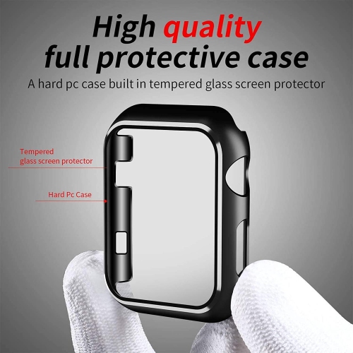 Ensemble de 2 protecteurs d'écran en verre trempé compatible avec les Apple Watch Series 3/Series 2 38 mm, rigide