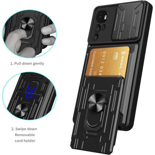 Étui pour téléphone Moto G22 4G de Motorola, objectif pour appareil photo antichoc à glissière béquille intégrée avec étui pour carte
