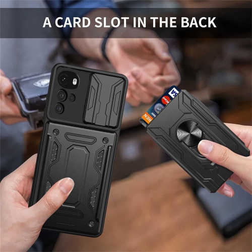 Étui pour téléphone Moto G22 4G de Motorola, objectif pour appareil photo antichoc à glissière béquille intégrée avec étui pour carte