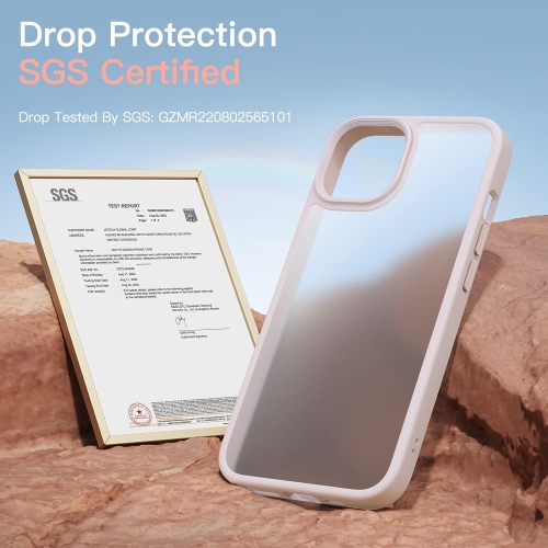 Étui mat pour iPhone 14 6,1 po, protection antichoc de qualité militaire contre les chutes, givré translucide et téléphone