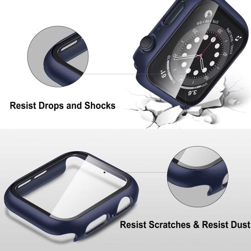 2 Pack Hard Case Compatible for Apple Watch Case SE Series 6 Series 5 Series 4 40mm with Tempered Glass Screen
