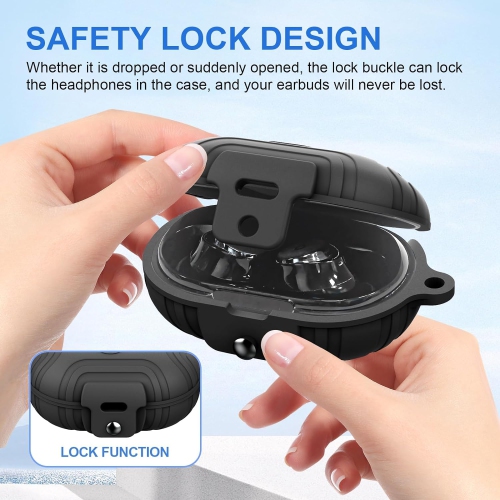 [Lock Buckle] Case Cover Compatible with Anker Soundcore Space A40, Soft Silicone Case for Soundcore Space A40,