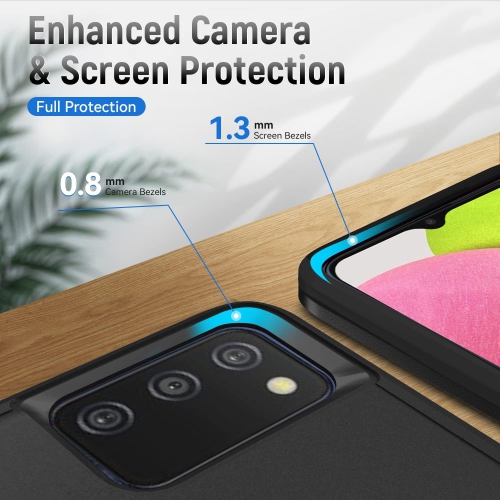 Pour étui Galaxy A03S de Samsung avec protecteur d'écran, étui hybride robuste antichoc à double couche Slim Fit Bumper