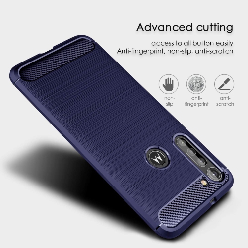 Étui pour Moto G8 Power Case, [bleu] Carbon Fibre Effect Gel Grip Protection Cover [anti Scratch] [anti collision]