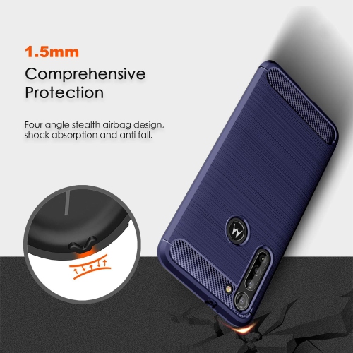 Étui pour Moto G8 Power Case, [bleu] Carbon Fibre Effect Gel Grip Protection Cover [anti Scratch] [anti collision]