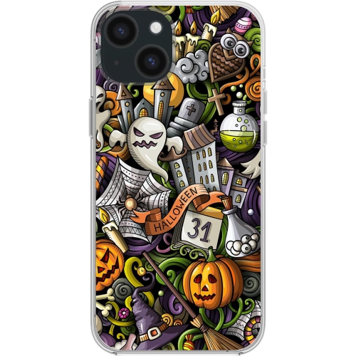 for iPhone 15 Plus Case, Cool Halloween Pattern with Ghost Style Autumn Pumpkin Design Soft TPU Protective