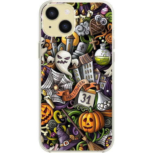 for iPhone 15 Plus Case, Cool Halloween Pattern with Ghost Style Autumn Pumpkin Design Soft TPU Protective