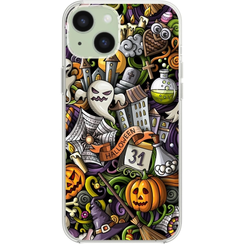 for iPhone 15 Plus Case, Cool Halloween Pattern with Ghost Style Autumn Pumpkin Design Soft TPU Protective