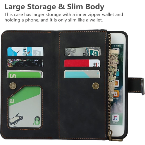 iPhone 8 Plus/7 Plus/6 Plus/6s Plus Wallet Case with Card Holder, 2 in 1 PU Leather Case with Magnetic Clasp