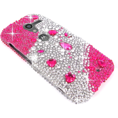 Case For Motorola Moto X XT1053 XT1056 XT1058 XT1055 XT1060 Pink Silver Diamond Hard Case Cover.