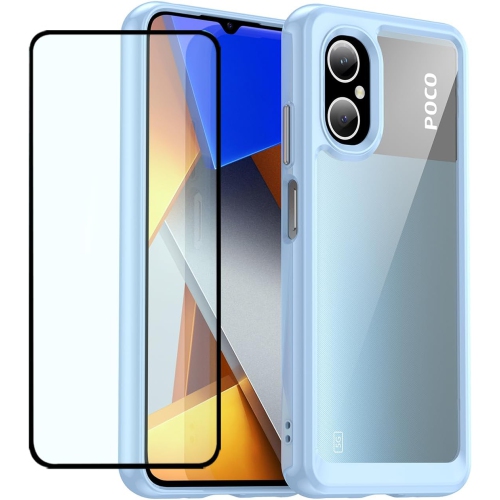 Clear Case for Poco M5 4G Case, Poco M4 5G 22071219CG Case with HD Screen Protector, Anti-Scratch Shockproof