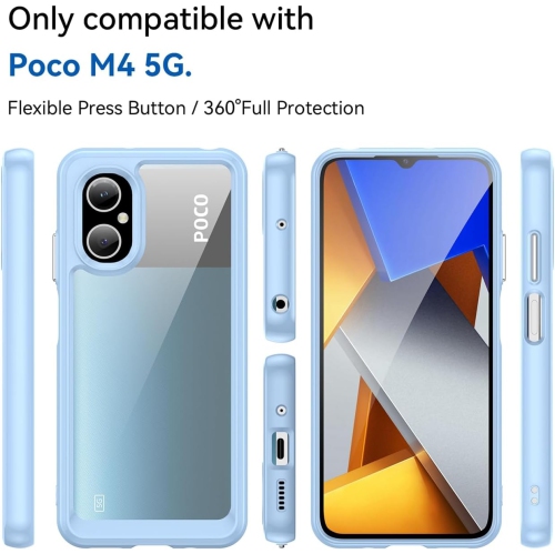 Clear Case for Poco M5 4G Case, Poco M4 5G 22071219CG Case with HD Screen Protector, Anti-Scratch Shockproof