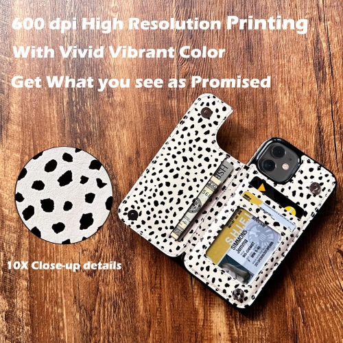 Compatible avec l'étui-portefeuille de 5,4 po pour iPhone 12 Mini avec fentes pour cartes; Étui folio en polyuréthane avec béquille pour rabat