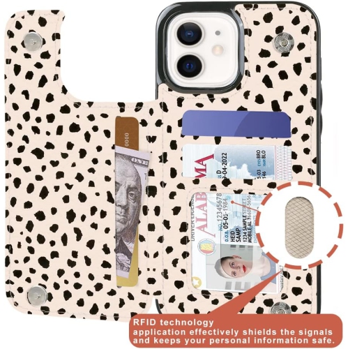 Compatible avec l'étui-portefeuille de 5,4 po pour iPhone 12 Mini avec fentes pour cartes; Étui folio en polyuréthane avec béquille pour rabat
