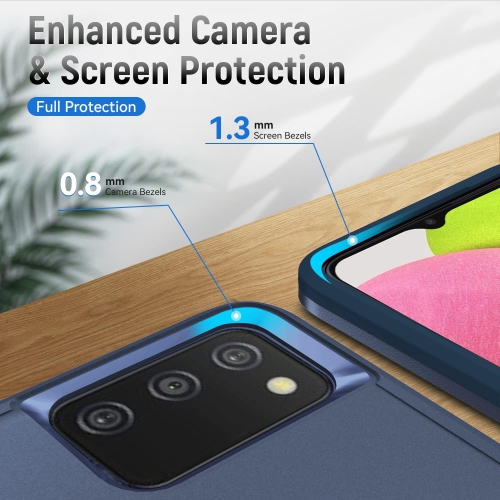 Étui de téléphone pour Galaxy A03s US version 5G 2022 de Samsung avec protecteur d'écran et Slim Thin Hybrid complet