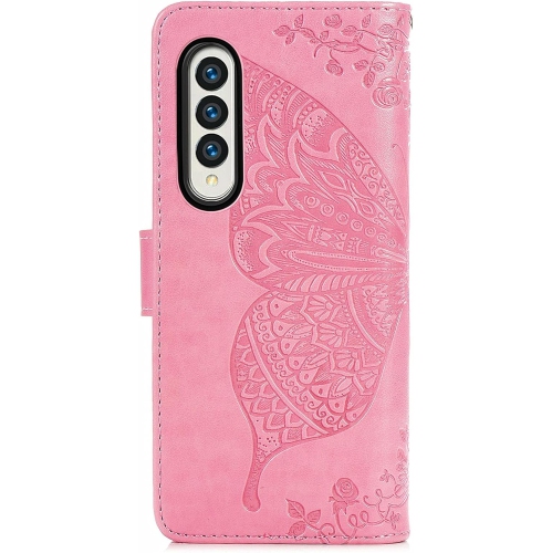 Wallet Case for Samsung Galaxy Z Fold 4 5G, 3D Butterfly Flower PU Leather with Credit Card Slots Holder