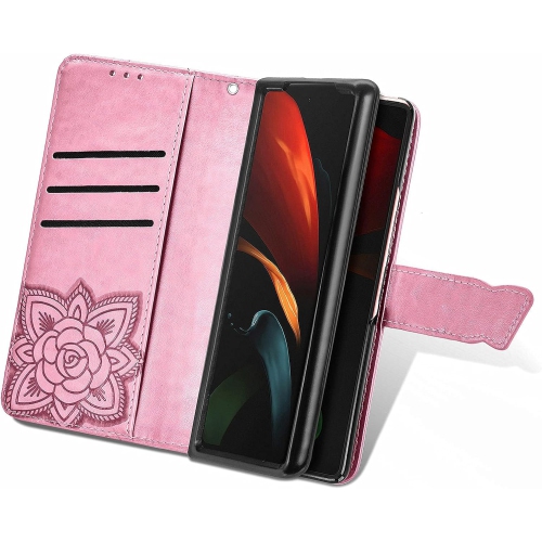 Wallet Case for Samsung Galaxy Z Fold 4 5G, 3D Butterfly Flower PU Leather with Credit Card Slots Holder