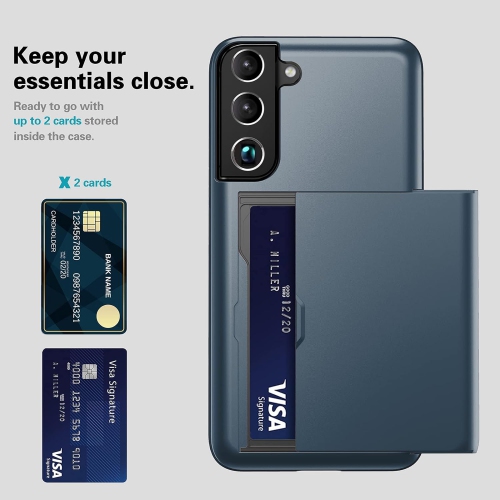 Phone Case for Samsung Galaxy S21 Glaxay S 21 5G 6.2 inch with Tempered Glass Screen Protector and Credit Card