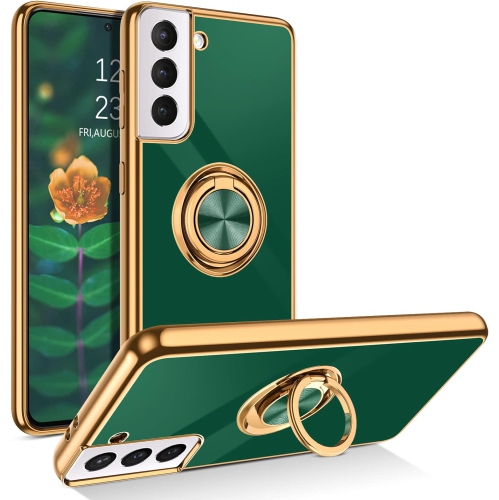 UNKNOWN  Samsung S21 Case 5G, Slim Soft Silicone Cover With 360 Degree Rotation Magnetic Car Finger Ring Holder Kickstand