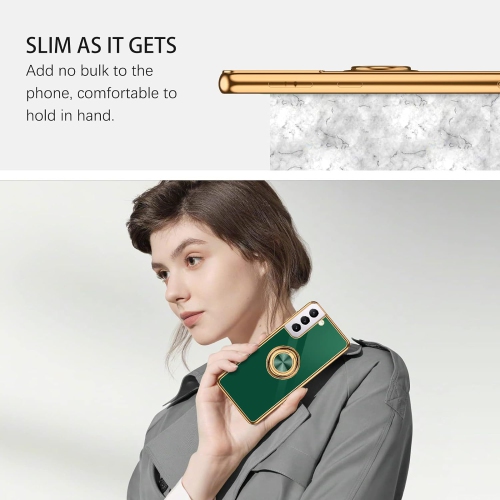 Samsung S21 Case 5G,Slim Soft Silicone Cover with 360 Degree Rotation Magnetic Car Finger Ring Holder Kickstand