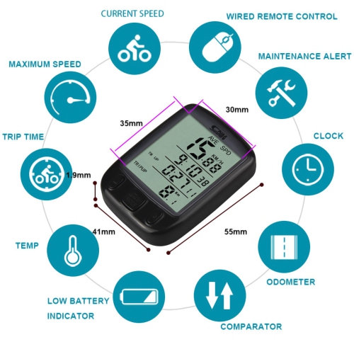 axGear Bike Speedometer Bicycle Speed Meter Digital Odometer Waterproof LCD Black Light