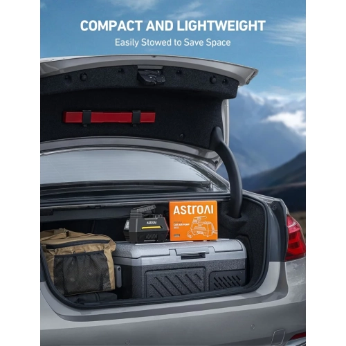 Portable Tire Inflator, 12V DC Air Compressor with Digital Gauge & Emergency LED Light - Ideal for Car Tires, Bicycles, Balloons - Yellow