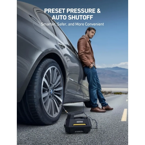 Portable Tire Inflator, 12V DC Air Compressor with Digital Gauge & Emergency LED Light - Ideal for Car Tires, Bicycles, Balloons - Yellow