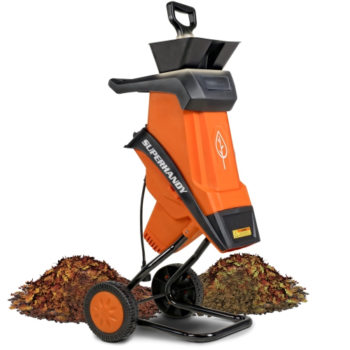 SuperHandy Wood Chipper Shredder Electric 1.5" Max Wood Capacity 17:1 Reduction 15A 1800W 120VAC Dual Edge Blades for Fire Prevention & Firebreaks
