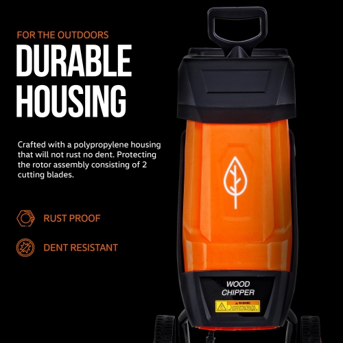 SuperHandy Wood Chipper Shredder Electric 1.5" Max Wood Capacity 17:1 Reduction 15A 1800W 120VAC Dual Edge Blades for Fire Prevention & Firebreaks