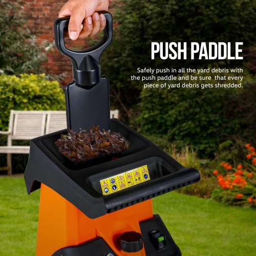 SuperHandy Wood Chipper Shredder Electric 1.5" Max Wood Capacity 17:1 Reduction 15A 1800W 120VAC Dual Edge Blades for Fire Prevention & Firebreaks