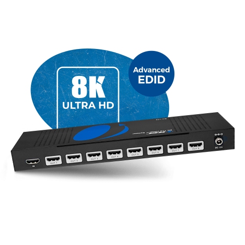 OREI 8K 1x8 HDMI Splitter With HDR10+, Downscaler & EDID management