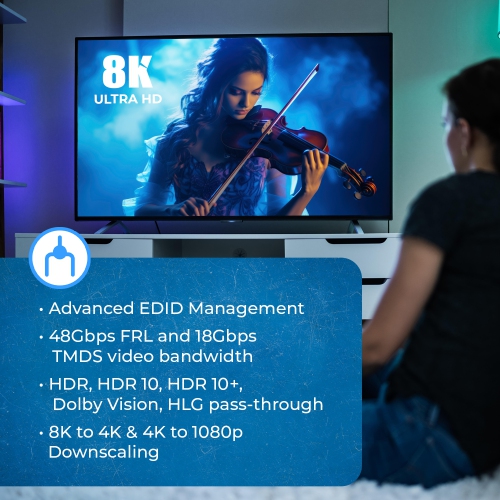 OREI 8K 1x8 HDMI Splitter With HDR10+, Downscaler & EDID management