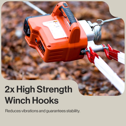 SuperHandy Electric Portable Winch Capstan Hoist Brushless Motor Li-Ion Battery Powered 1000-2000 Max Pulling Force for Forestry Hunting Garden