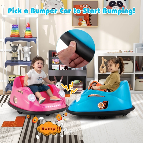 Costway Ride on Bumper Car for Kids with Remote Control 360 Degree Spin LED Light