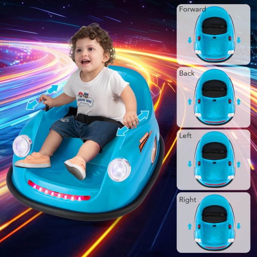 Costway Ride on Bumper Car for Kids with Remote Control 360 Degree Spin LED Light