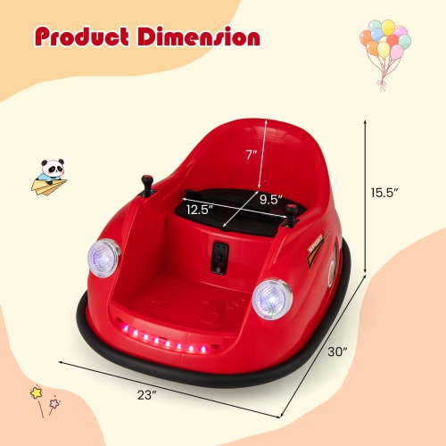 Costway Ride on Bumper Car for Kids with Remote Control 360 Degree Spin LED Light