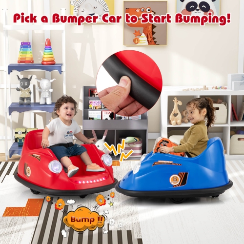 Costway Ride on Bumper Car for Kids with Remote Control 360 Degree Spin LED Light