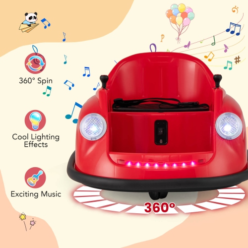 Costway Ride on Bumper Car for Kids with Remote Control 360 Degree Spin LED Light