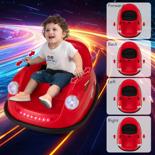Costway Ride on Bumper Car for Kids with Remote Control 360 Degree Spin LED Light