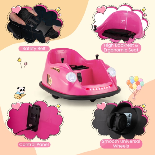 Costway Ride on Bumper Car for Kids with Remote Control 360 Degree Spin LED Light